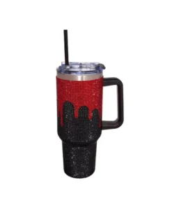 Glam Sangriento con Diamantina Vaso Termico con Agarradera